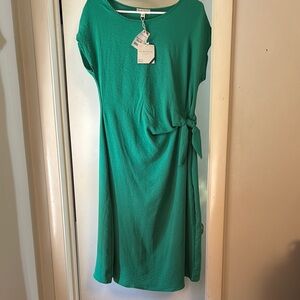See You Monday Green Ruched Sheath Dress
